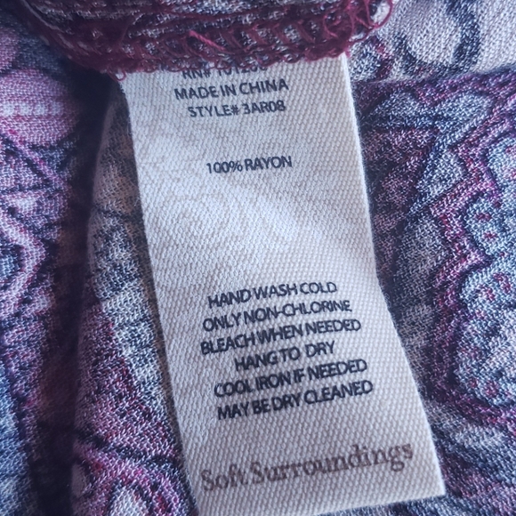 SOFT SURROUNDINGS Smocked Macelo Print Maxi Dress sz S Petite NEW Red/Blue - Picture 6 of 7